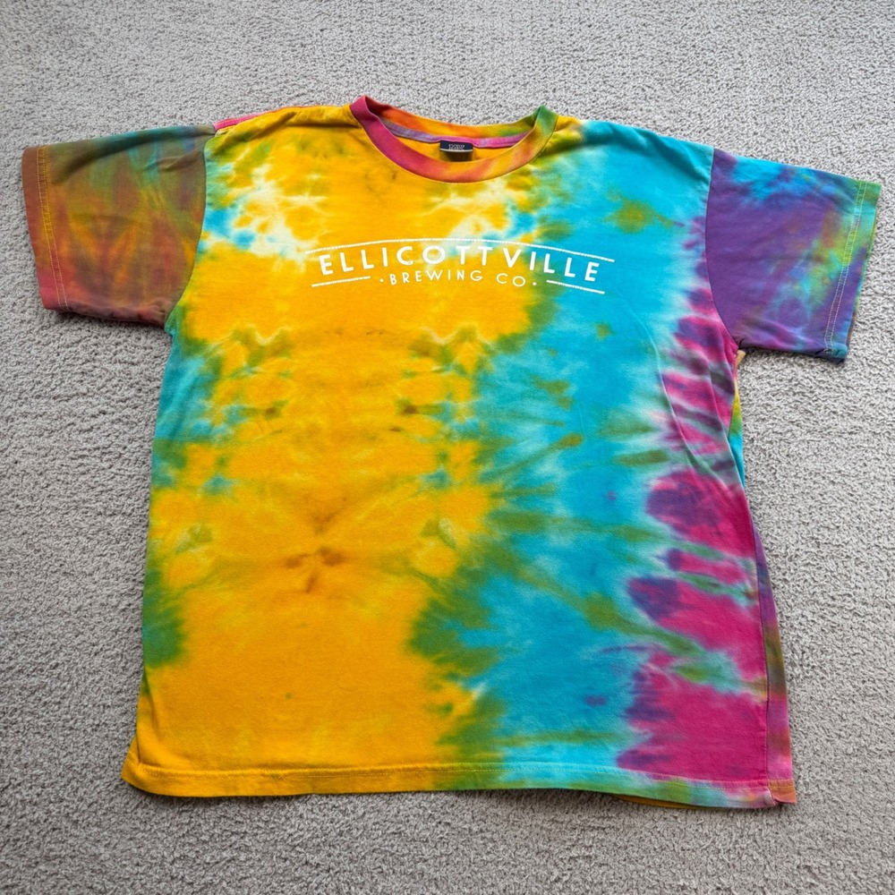 Ellicottville Brewing Co Tie Dye Graphic T-Shirt Large MV Sport Mens Rainbow L
